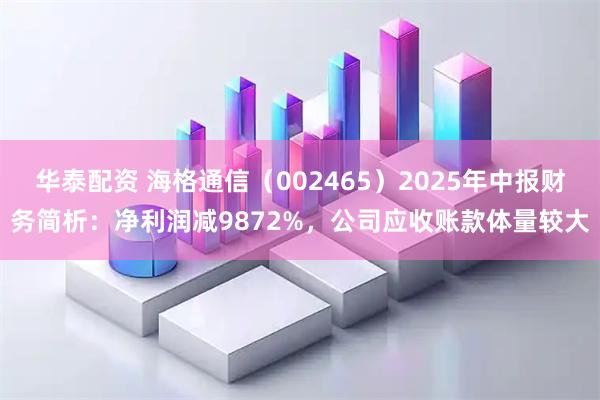 华泰配资 海格通信（002465）2025年中报财务简析：净利润减9872%，公司应收账款体量较大